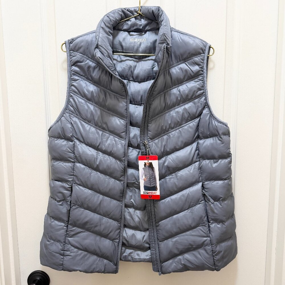 32 Degrees Heat Women's Packable Vest Size M Blue Zip-up Lightweight Warm (NEW - Picture 9 of 15